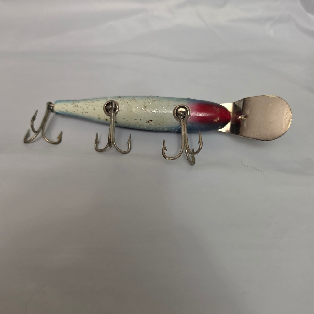 Vintage Wood Creek Chub Pikie Deep Diver Blue Flash Silver Sparkle Top Screw - Picture 7 of 9